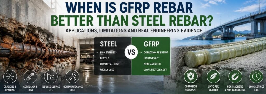 steel vs gfrp rebar, Composite-Tech