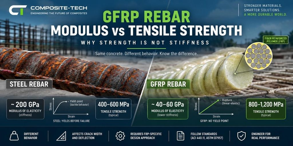 Difference Between GFRP Rebar Modulus and Tensile Strength