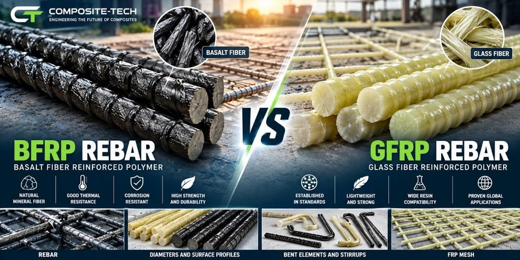 GFRP rebar vs BFRP, Composite-Tech